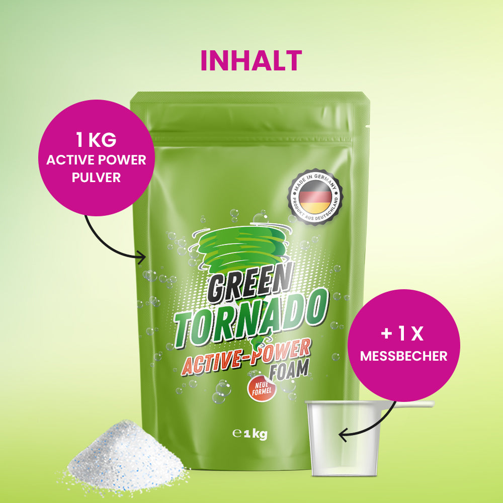 2 für 1: GREEN TORNADO (1000 g) (1x GRATIS) | Hochwirksamer WC-Reiniger mit Aktivschaumformel